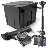Set Filtro a 1 camera laghetto 12000l con Chiarificatore UVC 36W Pompa NEO10000 80W Fontana