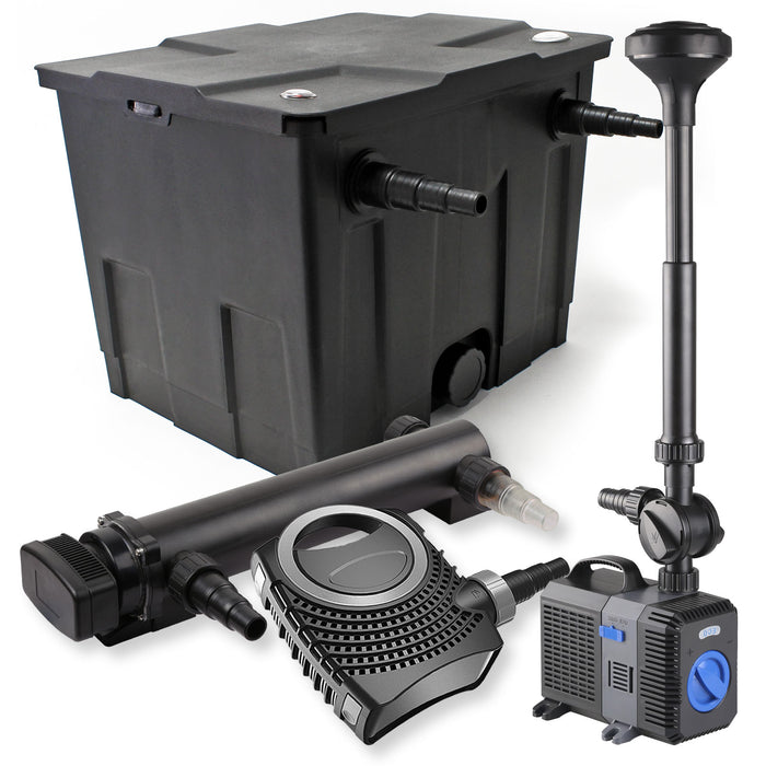Set Filtro a 1 camera laghetto 12000l con Chiarificatore UVC 36W Pompa NEO10000 80W Fontana