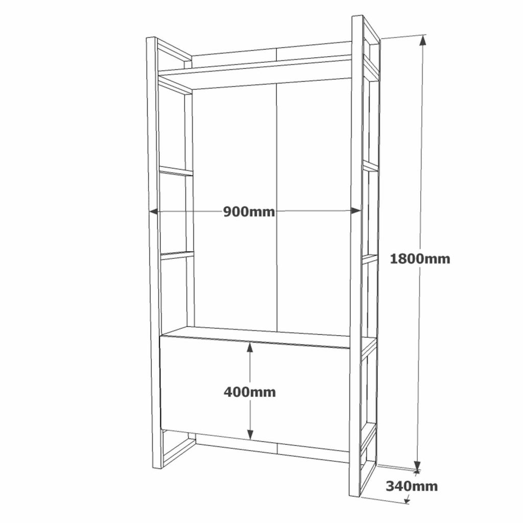 Damasco, Mobile da Ingresso Specchio Incluso, 126x34x180h cm Marrone Quercia