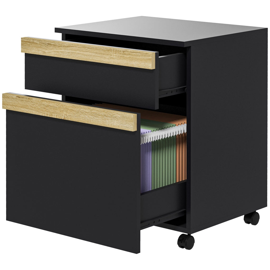 Scrivania con cassetti e ruote ¨C zephmum ¨C nero 48x40x59,5 cm