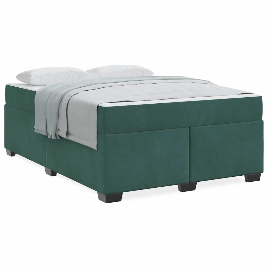 vidaXL Struttura letto con materasso Verde scuro 160 x 200 cm Velluto