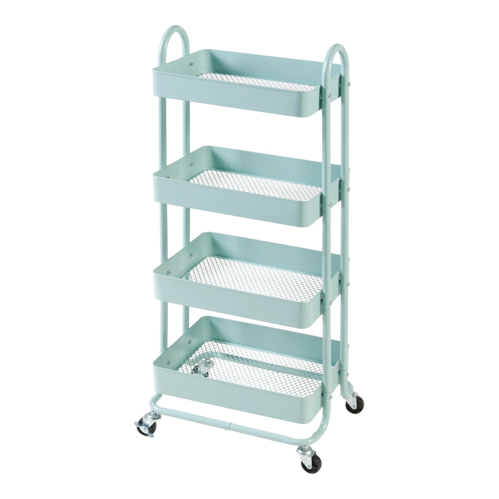 Carrello da Stoccaggio Pyhäntä con 4 Contenitori - Acciaio Menta Verde [en.casa]