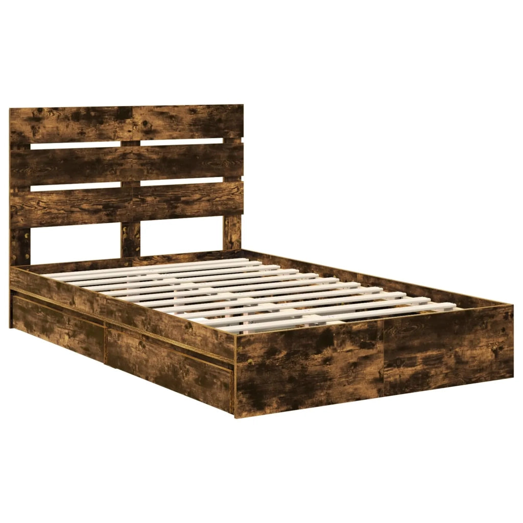 Letto con Contenitore con testiera Rovere fumé 135 x 190 cm 3411906