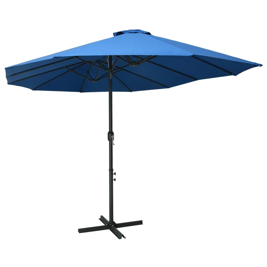 Ombrellone da esterno e palo in alluminio 460 x 270 cm blu 02_0008295