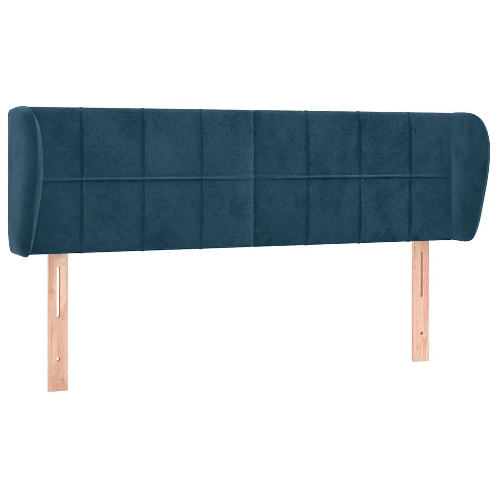 Testiera | Testata ad Orecchio Blu Scuro 147x23x78/88 cm in Velluto