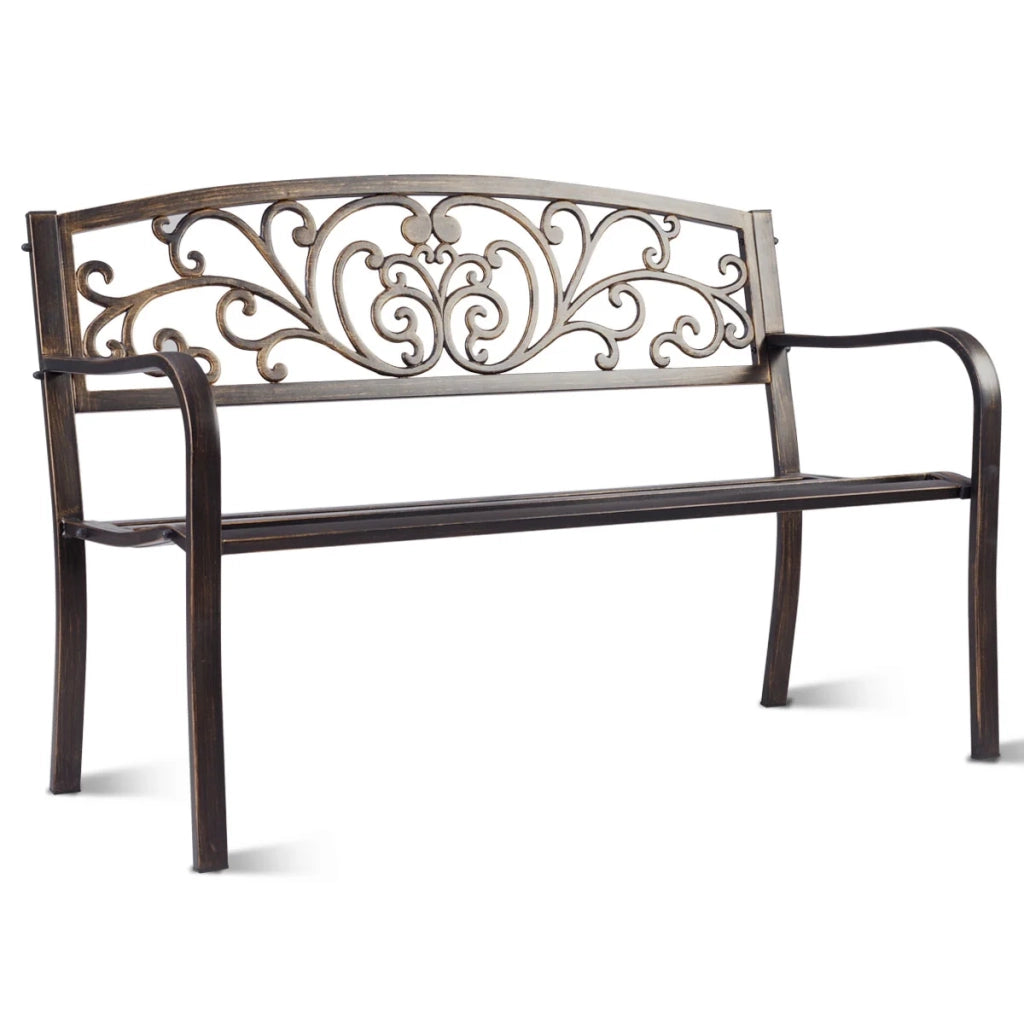 Panca da giardino per 2-3 persone 127 x 60 x 85 cm comfort ottimale design elegante in acciaio color bronzo 20_0020034