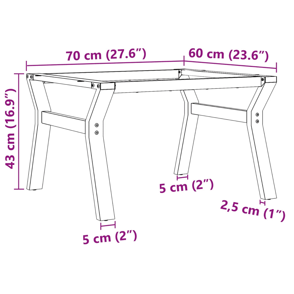 Telaio Gambe a Y per Tavolino da Salotto-Gamba per Tavolo 70x60x43 cm in Acciaio