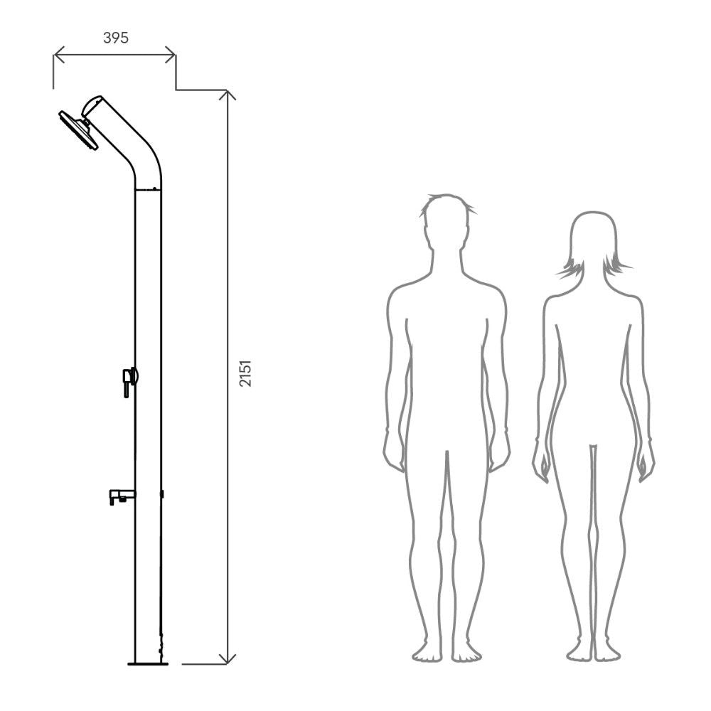 Doccia da Giardino Miscelatore e Lavapiedi ATI Docce UNI-1M Inox Anodizzato
