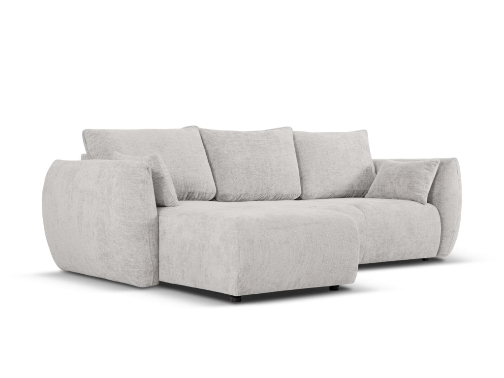 Cosmopolitan Design - Divano convertibile angolare sinistro con contenitore "Matera" 4 posti in ciniglia grigio chiaro 