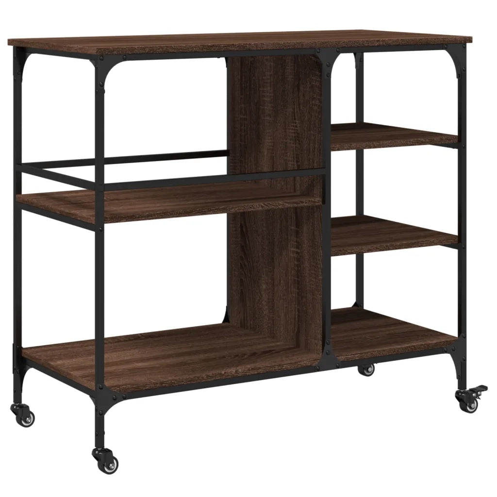 Carrello Cucina Rovere Marrone 100x45x89,5 cm Legno Multistrato CFW2265589