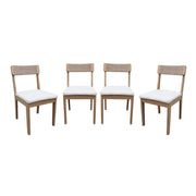 Set 4 sedie da giardino in acacia e corda, marrone naturale