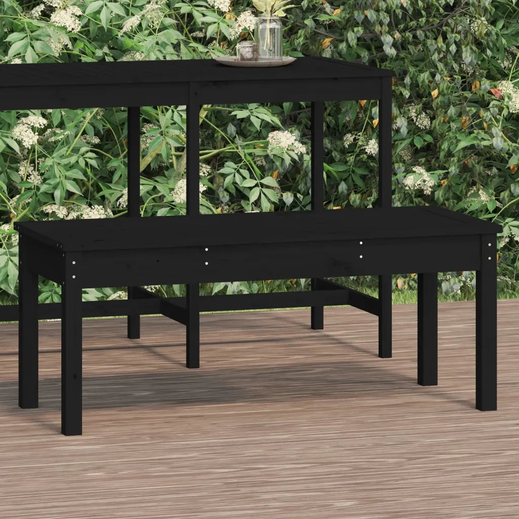 Panca da Giardino-Sgabello-Panca da esterno Nera 109x44x45 cm Legno Massello di Pino