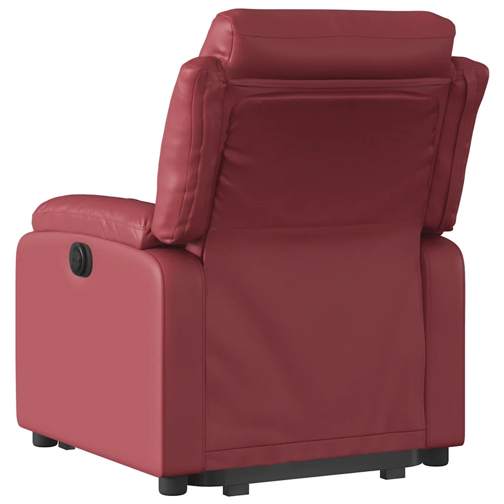 Poltrona Alzapersona Reclinabile Rosso Vino in Similpelle 3205046