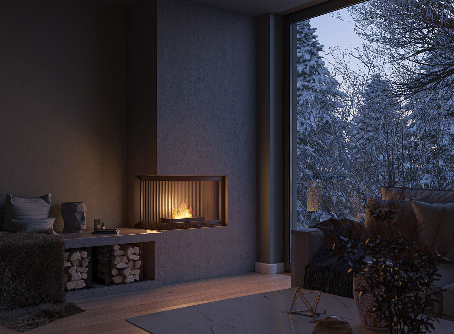 Bruciatore a Bioetanolo per Camini 40x8x20 cm 1L Simple Box 400 Nero