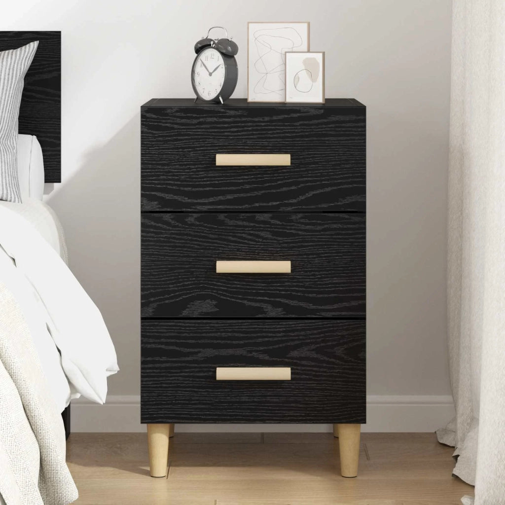 Comodino | Armadio da Notte | Mobiletto da notte Rovere Nero 40 x 40 x 66 cm Legno multistrato