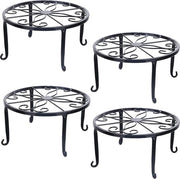 Supporto per piante a 4 pezzi in metallo nero per vasi rotondi, supporto per piante per giardino interno balcone decorazione