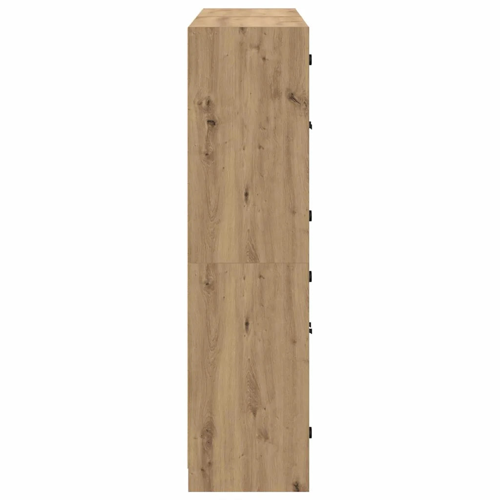 Credenza 2 pz-Set di 2 Buffet-Armadio da cucina Rovere artigianale 136 x 37 x 142 cm
