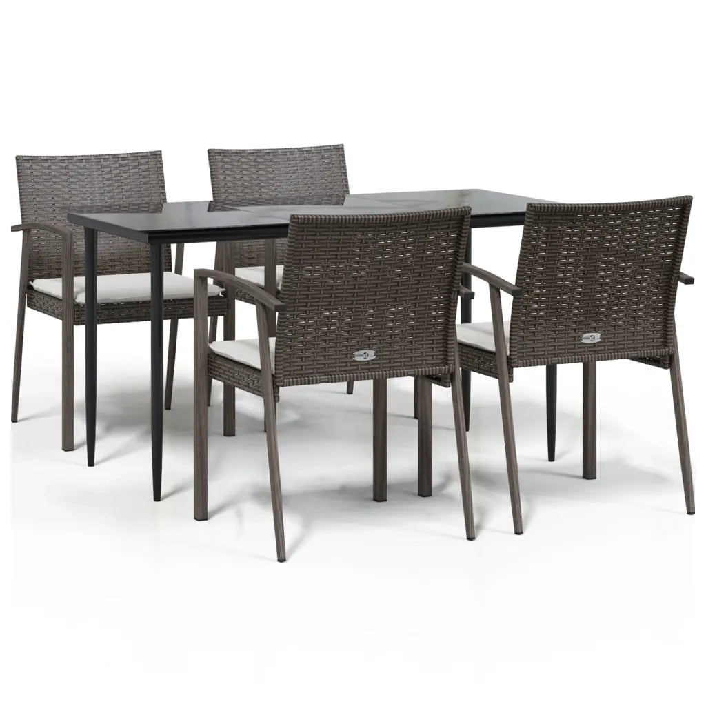 Set Pranzo da Giardino 5pz con Cuscini in Polyrattan e Acciaiocod mxl 100605