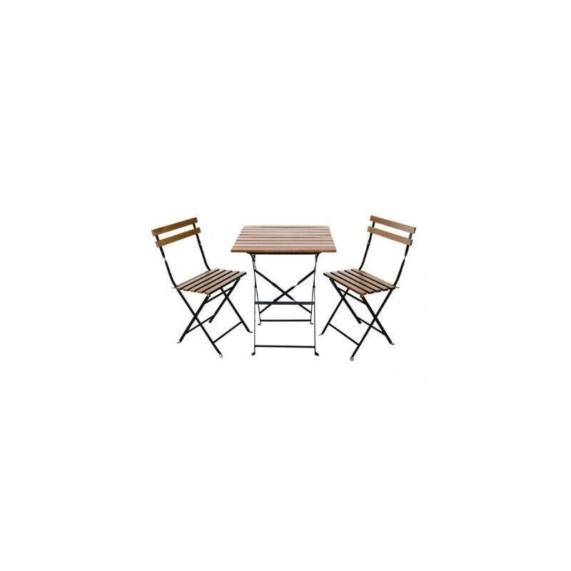 SET BISTROT DA GIARDINO WOODY TAVOLINO 60CM + 2 SEDIE PIEGHEVOLI IN LEGNO