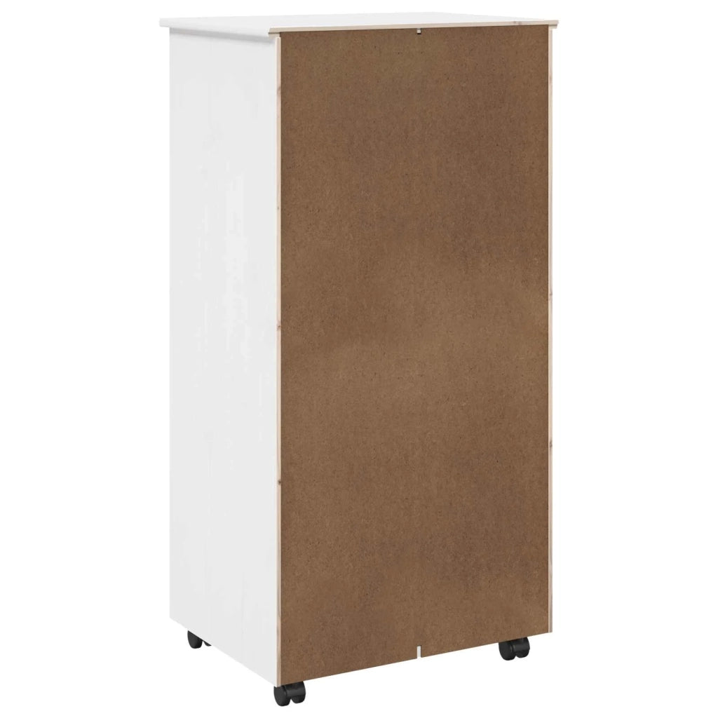 Mobile con Ruote Bianco 53 x 39 x 103 cm Legno di Pino Massello