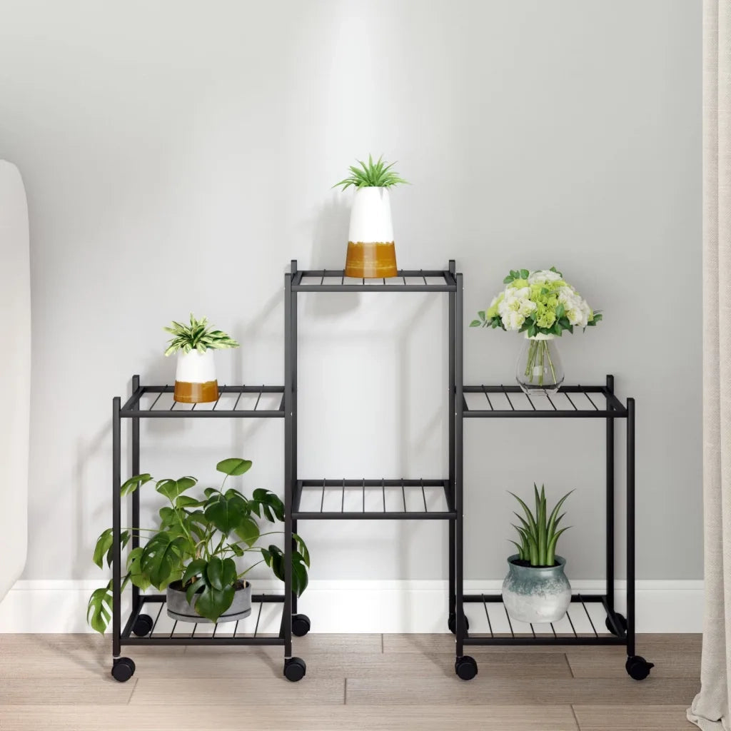 Portafiori con Ruote 83x25x63,5 cm Ferro Nero 343126
