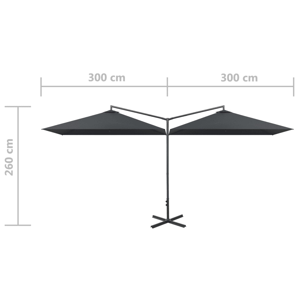 Ombrellone Doppio-Ombrellone da giardino con Palo in Acciaio Antracite 600x300 cm