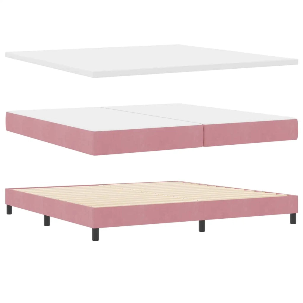 Letto a Sorgente LED con materasso Rosa 200 x 200 cm Velluto 3342745