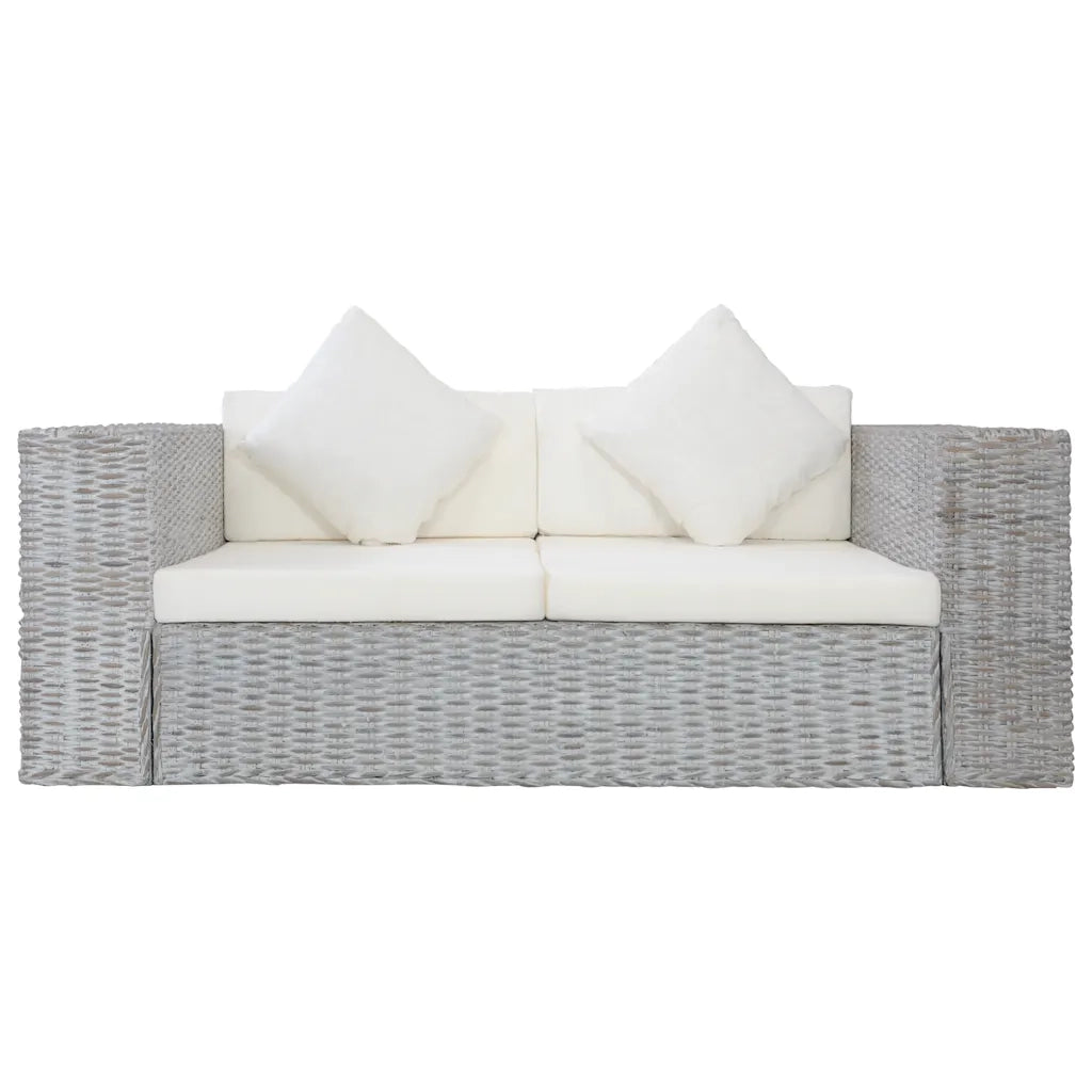 Set di Divani 2 pz con Cuscini Grigio in Rattan Naturale cod mxl 19131