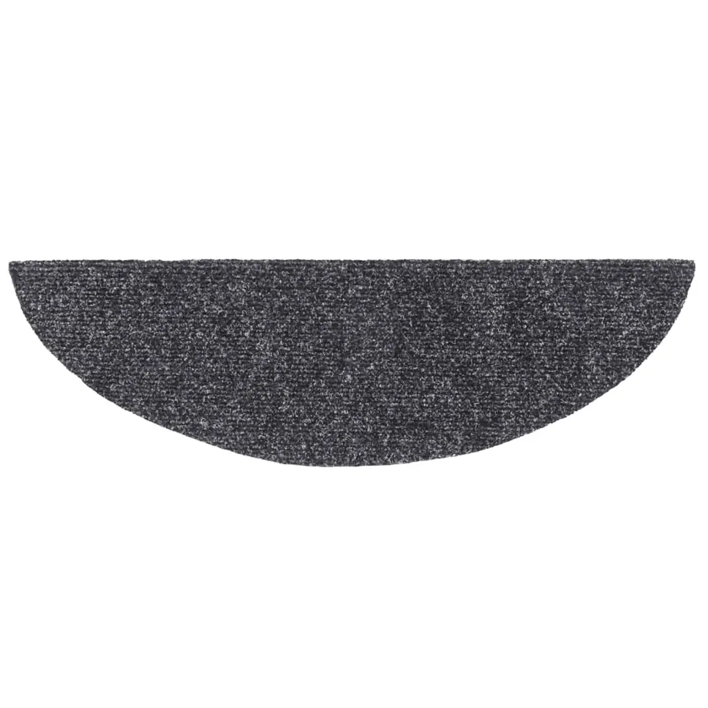 Tappetini per scale autoadesivi 15 pz 56x17x3 cm Grigio scuro semicircolari 132691