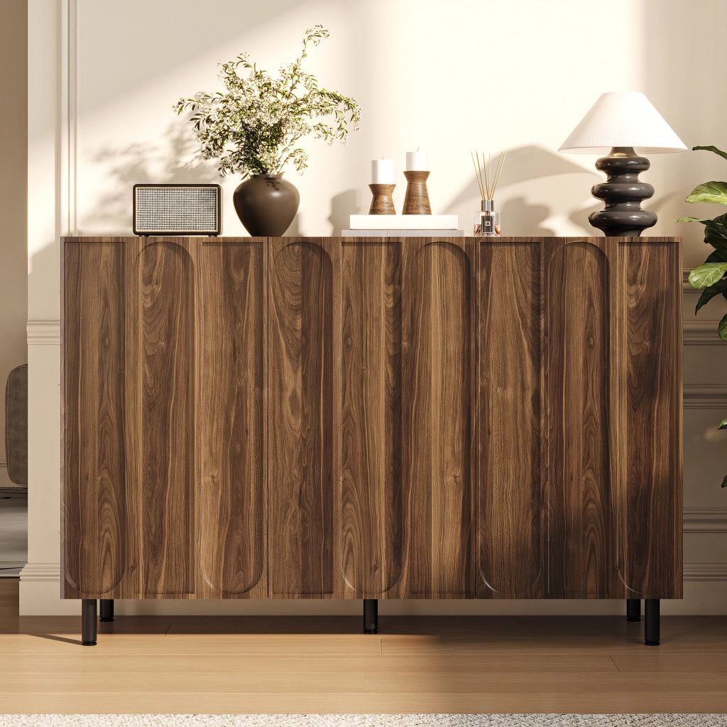 Mobile Scarpiera 2 in 1 Credenza Noce 120 cm con 3 Ante e Ripiani Regolabili