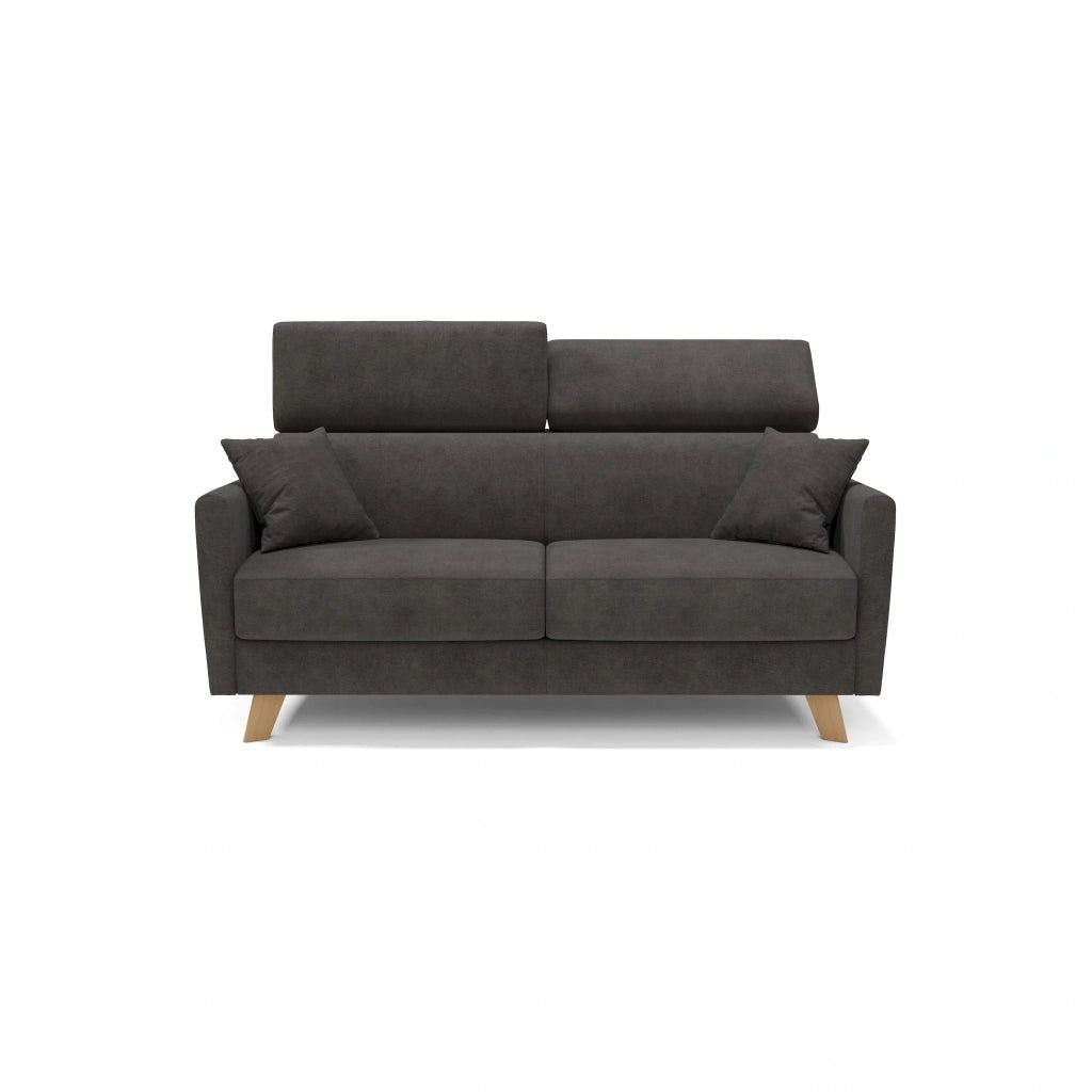 Francy Divano letto matrimoniale con poggiatesta regolabili in tessuto impermeabile e smacchiabile T17 180 cm (mat. 140x197) antracite