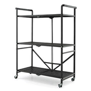Carrello di servizio pieghevole - 72,5 x 33 x 93,5 cm - 3 pratici ripiani - facile mobilità - metallo nero 20_0019645