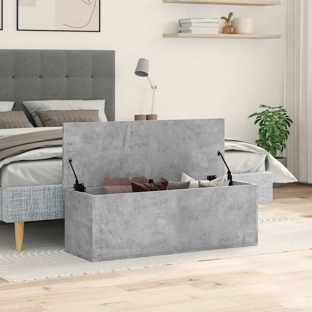 vidaXL Contenitore Portaoggetti Grigio Cemento 102x35x35cm Truciolato