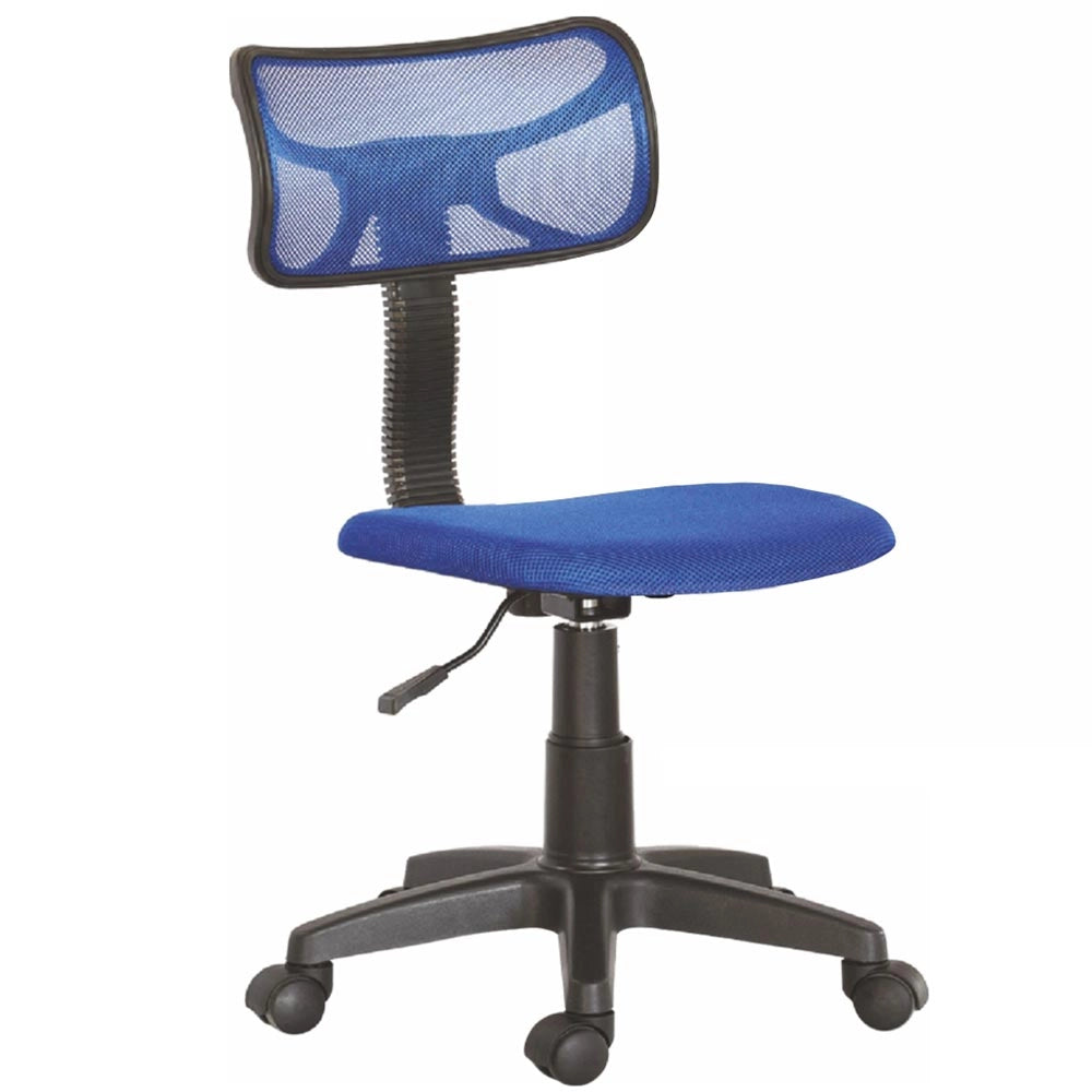 Sedia Girevole 5 Ruote per Ufficio Cameretta con Schienale Ergonomico in Tessuto a Rete Blu