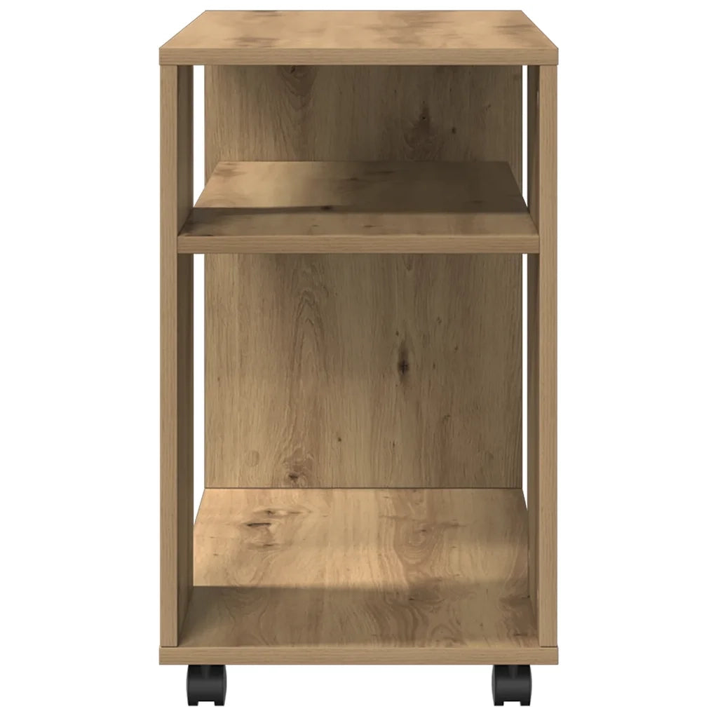 Tavolino con Ruote-Tavolino da soggiorno-Tavolo Rovere Artigianale 70x35x60 cm in Truciolato