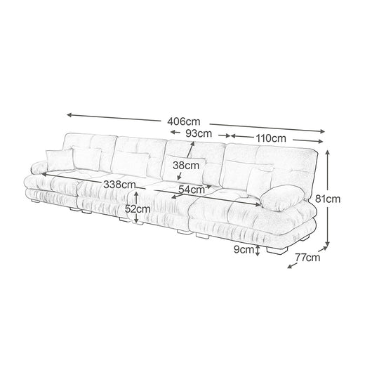 Divano angolare modulare - Xylo - 4 posti con seduta profonda, trasformabile in letto, chenille grigio