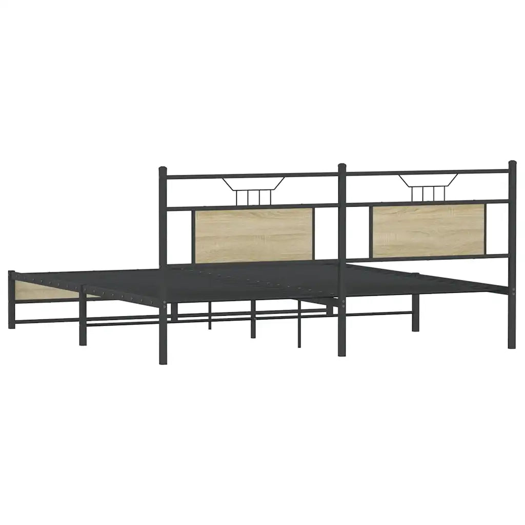 vidaXL Giroletto senza Materaso in Metallo Rovere Sonoma 183x213 cm