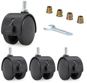 Set di 4 ruote in nylon da 2 pollici con freno, ruote a doppia ruota con 360° di rotazione, inclusa viti a 6 facce e chiave per installazione facile