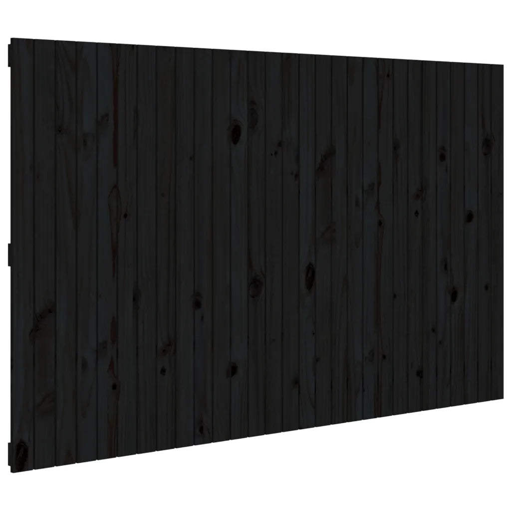 Testiera da Parete Nera 185x3x110 cm in Legno Massello di Pino 824967