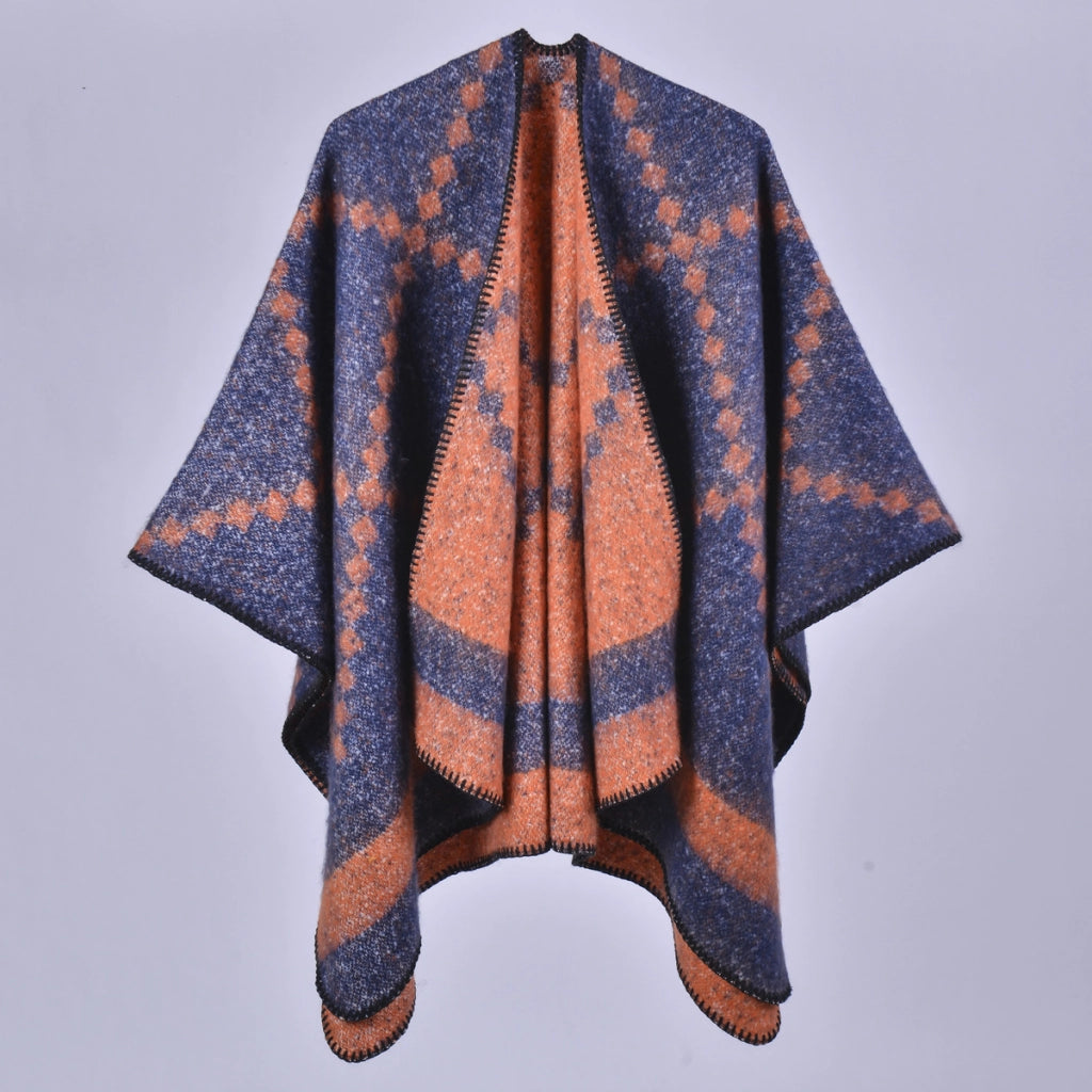 Nuovo cappotto da donna in cashmere caldo, stile scialle retr¨°, con mantella spessa.