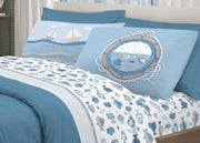 Completo Lenzuola Letto Pensieri Delicati 100% Cotone Disegno Oceano - Singolo - Bianco