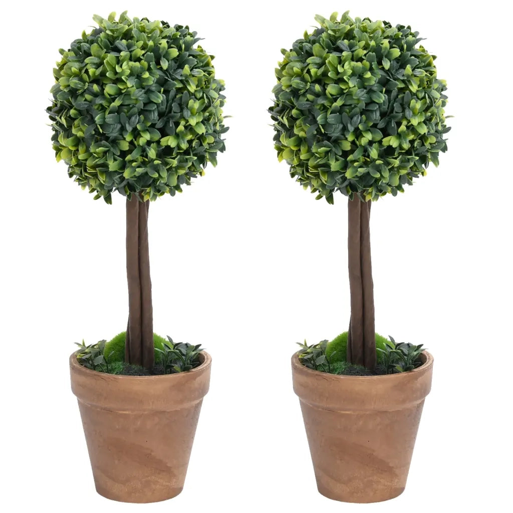 Piante di Bosso Artificiale 2 pz a Sfera con Vaso Verde 33 cm cod mxl 66346