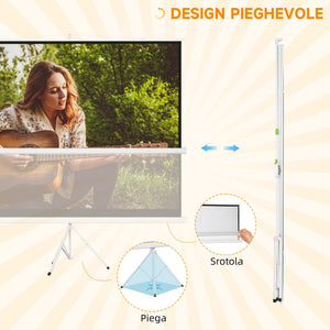 Telo Proiettore 120 Pollici 244x183 cm in Tessuto a Rete Bianco