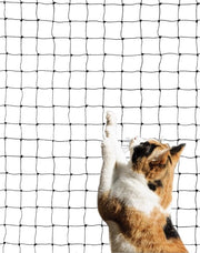 Rete di protezione per gatti con supporto in acciaio, inclusa la struttura di montaggio, 3x4m, nero - per balconi, porte esterne e finestre