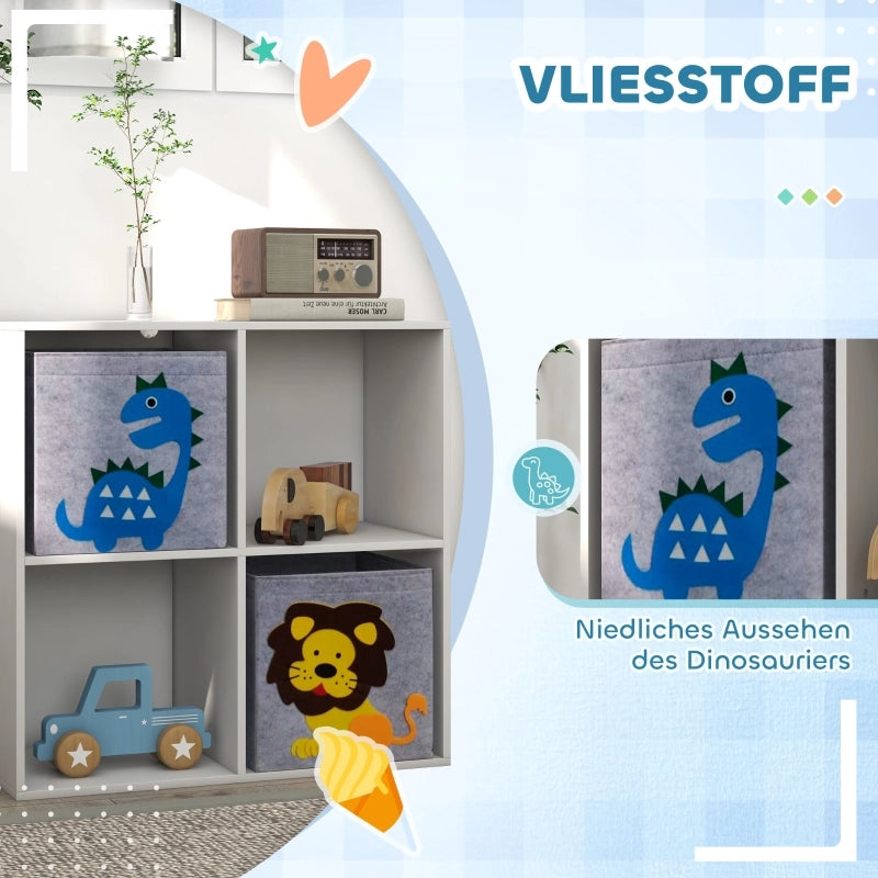 Libreria per bambini con 2 contenitori, scaffale per cameretta, scaffale per giocattoli per cameretta, bianco+grigio, 61,8 x 29,9 x 61,8 cm