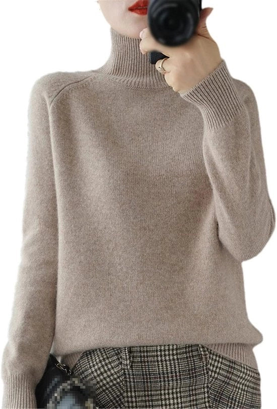 Coltrina Donna in Kasjmier per Donna, Inverno, Basic, Collo Alto, Maglia a Maglia