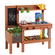 Cucina giocattolo per bambini per bambini 3+ anni cucinetta in legno, Cucina da fango interattiva con accessori per giardinaggio