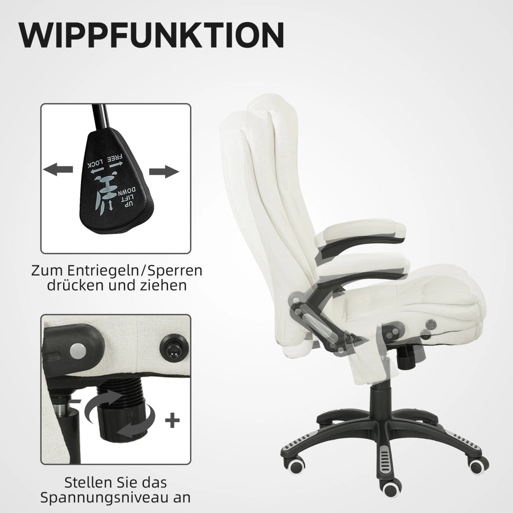 Sedia da ufficio ergonomica con massaggio ¨C zephmum ¨C cremewei? 68x72x110-120 cm