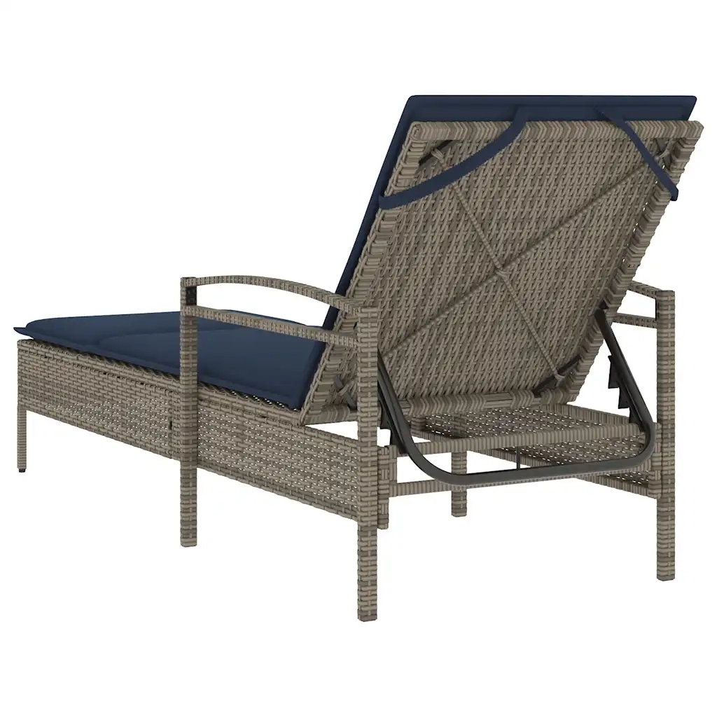 | Lettino da sole | con cuscino Grigio 63 x 200 x 81 cm polyrattan 368305