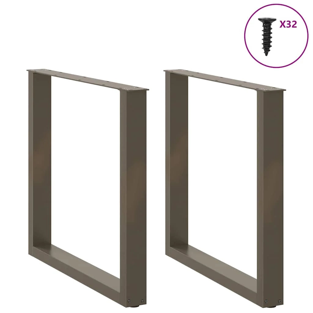 Set di 2 gambe per tavolo da pranzo a forma di U 90 x 72-73 cm con piedini regolabili design moderno acciaio naturale 02_0057435